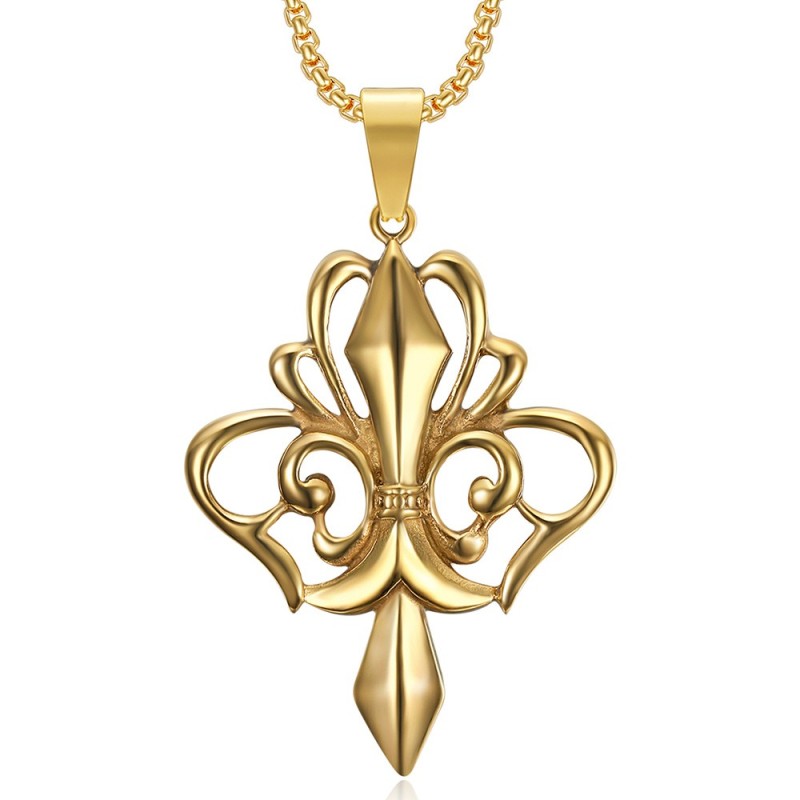 copy of Grande Ciondolo Collana con Fleur-de-Lis in Acciaio Placcato Oro + String28527