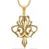 Grand pendentif fleur de lys Royal Acier inoxydable Doré Or28528