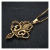 Grand pendentif fleur de lys Royal Acier inoxydable Doré Or28530