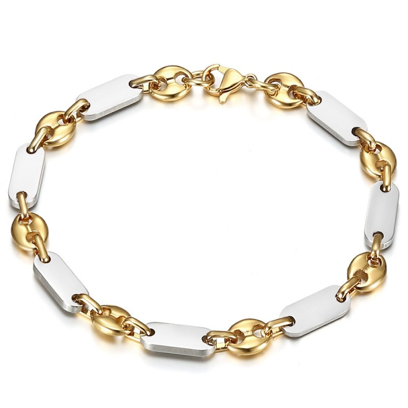 Coffee bean and flat mesh bracelet Baptiste Stainless steel Gold Silver28644