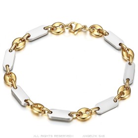 Pulsera grano de café y malla plana Baptiste Acero inoxidable Oro Plata28645