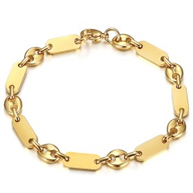 Pulsera grano de café y malla plana Baptiste Acero inoxidable Oro Oro28666