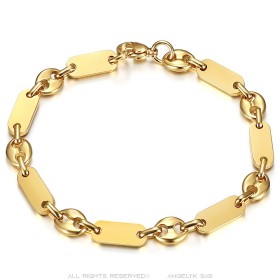 Coffee bean and flat mesh bracelet Baptiste Stainless steel Gold Gold28667