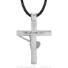 Johnny Hallyday Cross Guitar Pendant Stainless Steel Silver Diamond28684