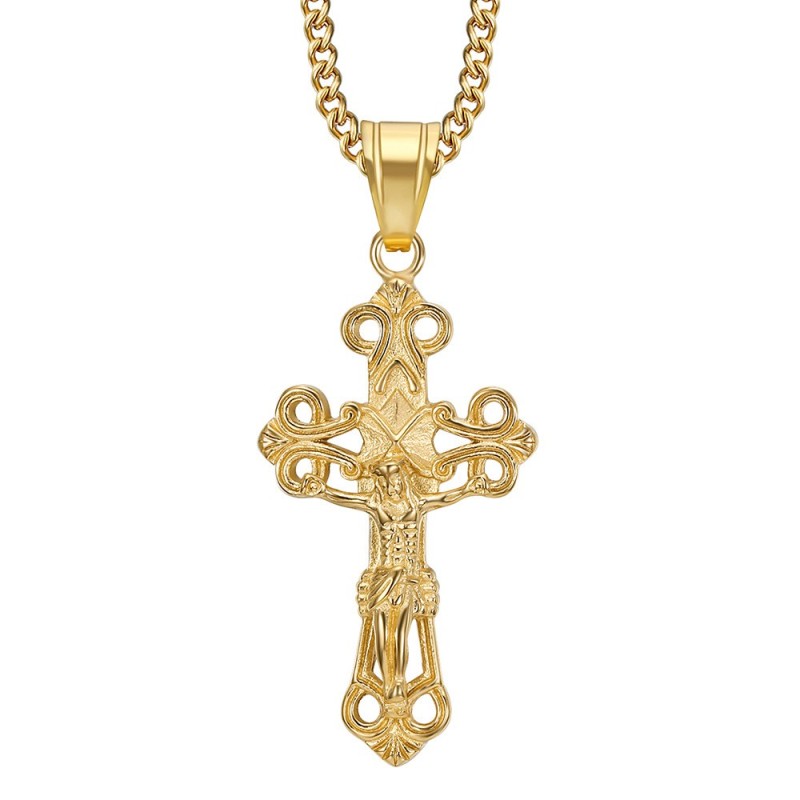 Gold filigree cross pendant Gold-plated stainless steel28719