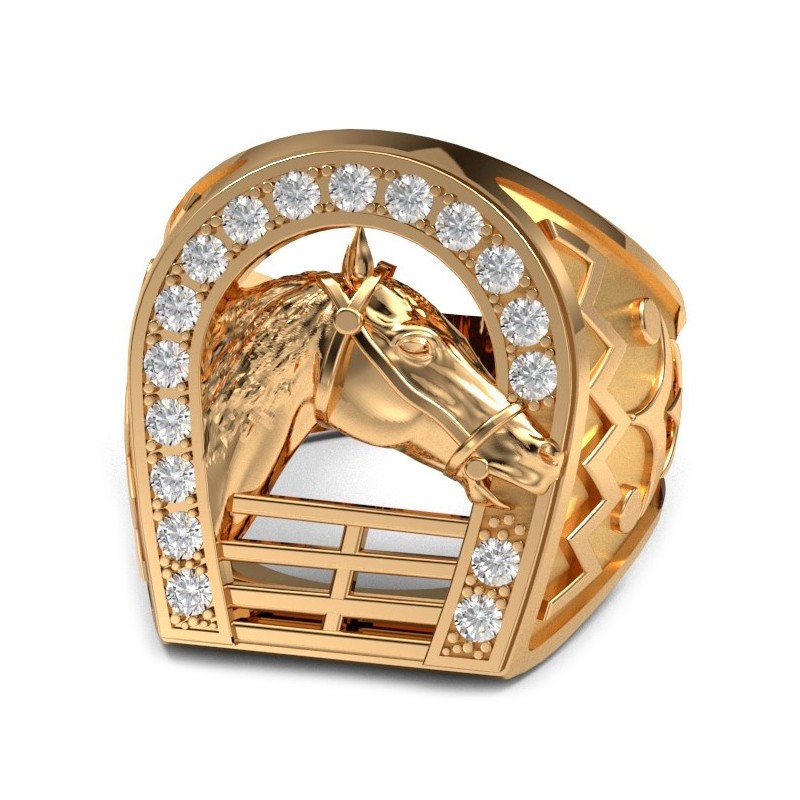 Horseshoe Ring 18k Gold Diamonds Elvis Presley Gitan28728