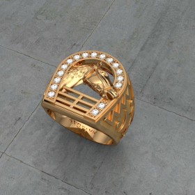 Anillo de herradura de oro de 18 quilates con diamantes de Elvis Presley Gitan28730