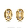 Coffee Bean Earrings Zirconiums 9mm Stainless Steel Gold28739