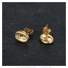 Coffee Bean Earrings Zirconiums 9mm Stainless Steel Gold28740