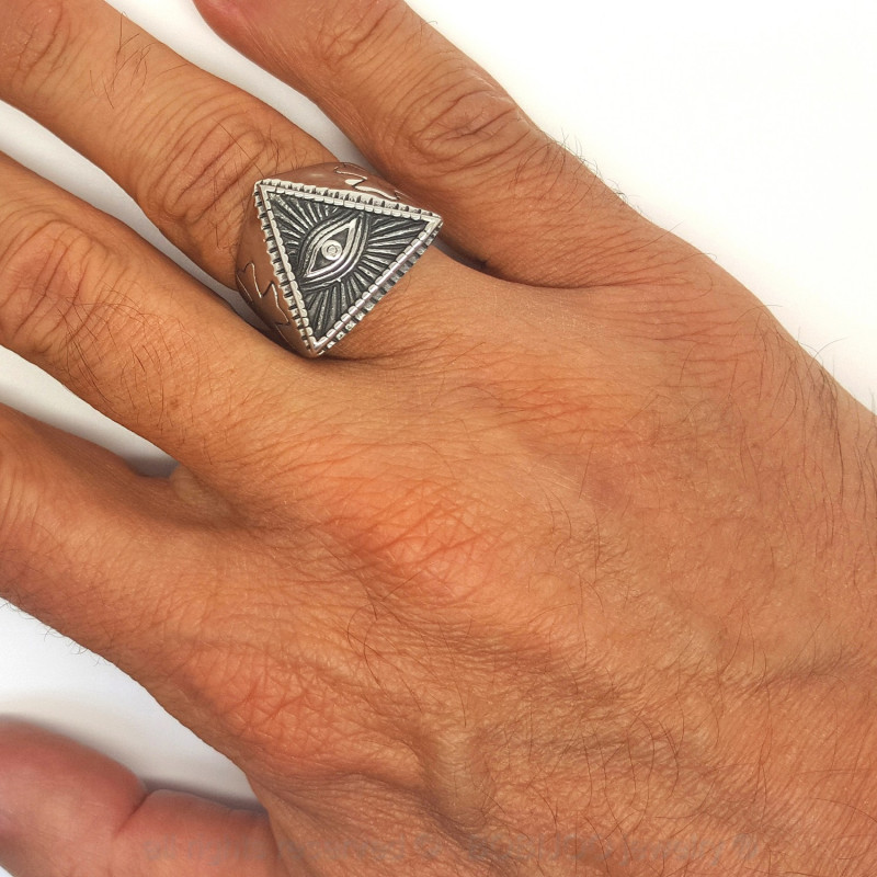 BOBIJOO Jewelry Anillo Illuminati De La Pir mide De Ojo De