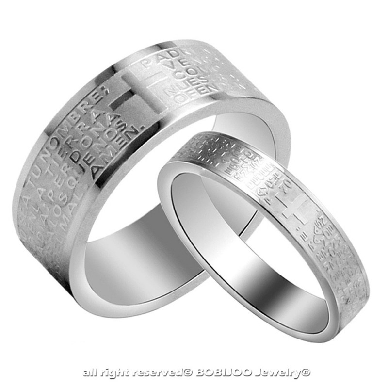 BOBIJOO Jewelry Alliance Bague Argent Jesus Croix Bible Pri re