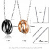 PE0033 BOBIJOO Jewelry Double Necklace Pendant Couple Alliance Rings Rhinestones