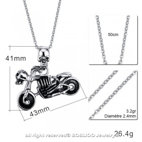 PE0047 BOBIJOO Jewelry Pendant Motorcycle Biker skull Skeleton