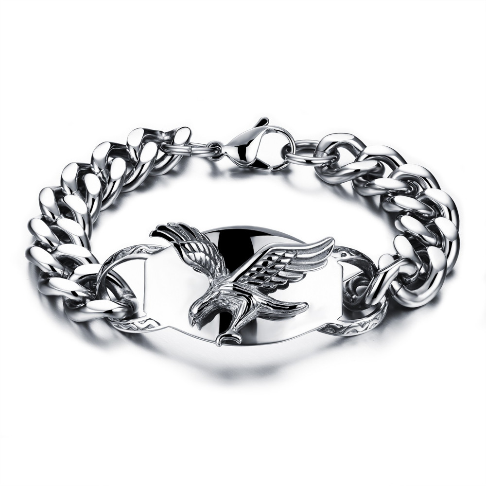 BOBIJOO Jewelry - Acera de la cadena de Pulsera de Hombre del Motorista  Águila Volando, estados UNIDOS de Acero - 22,90 €