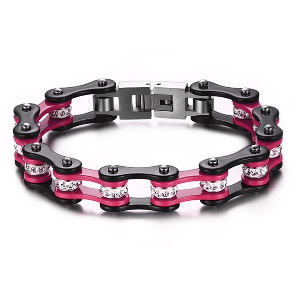 pink bike chain bracelet