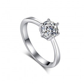 Bague Solitaire Argenté Zirconium 6mm 6 griffes bobijoo