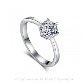 SOL0004 BOBIJOO Jewelry Anello Solitario Argento Zirconia 6mm 6 artigli