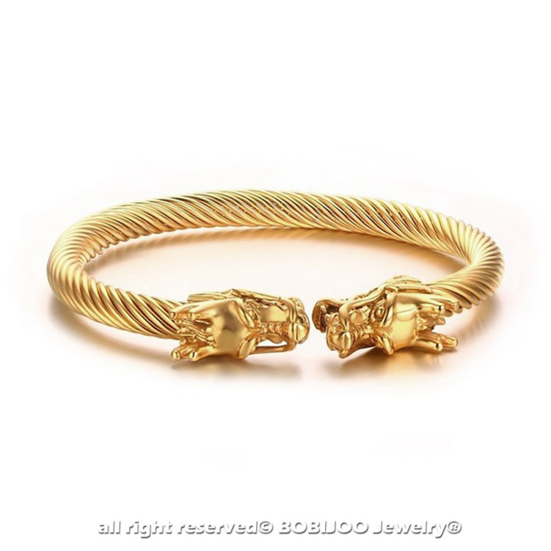 Bracciale Bangle Regolabile per Charms 65 mm Acciaio Inossidabile Oro