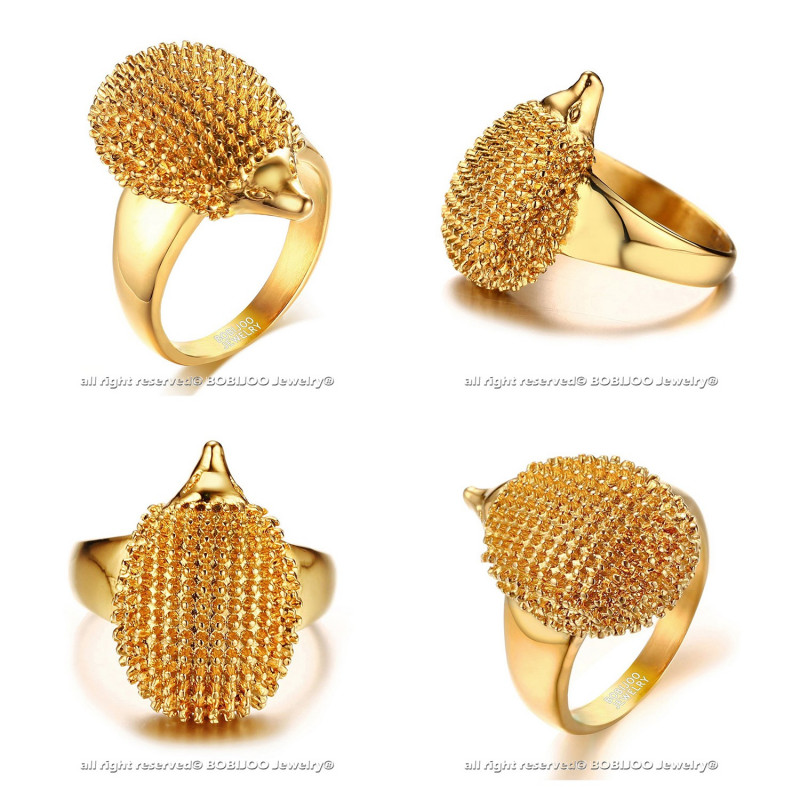 Hedgehog niglo ring stainless steel gold finish